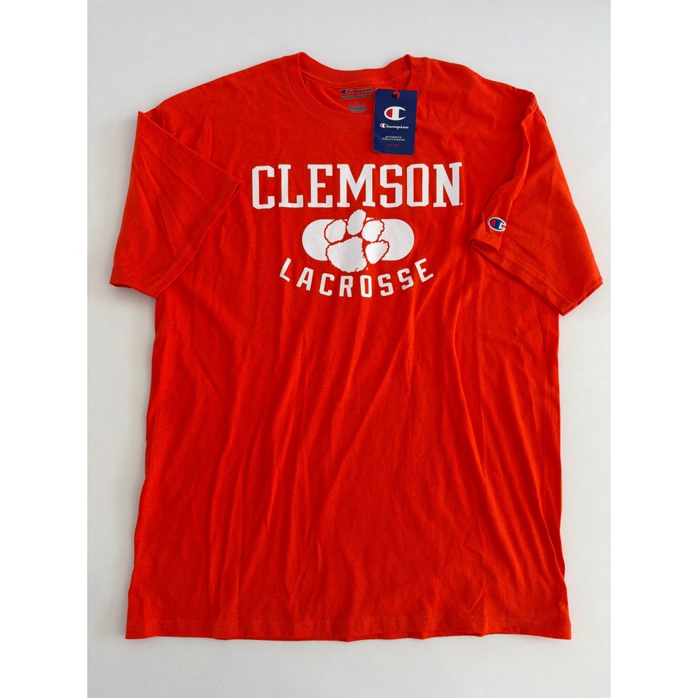 Champion Clemson Tigers Lacrosse T-Shirt Orange Mens Large NWT